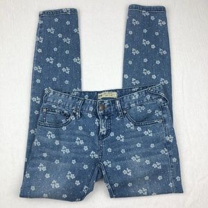 [Free People] Floral Ankle Skinny Jeans